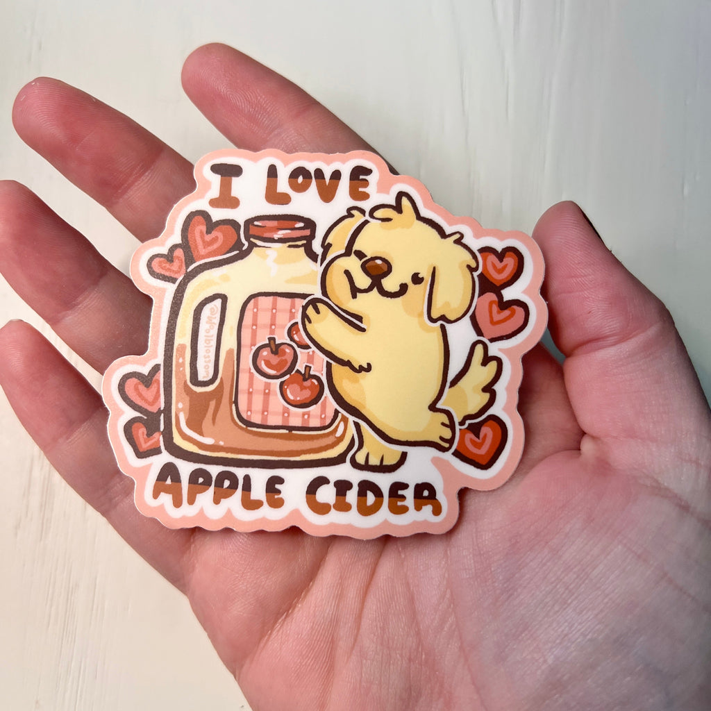 I Love Apple Cider! Puppy ~ Sticker