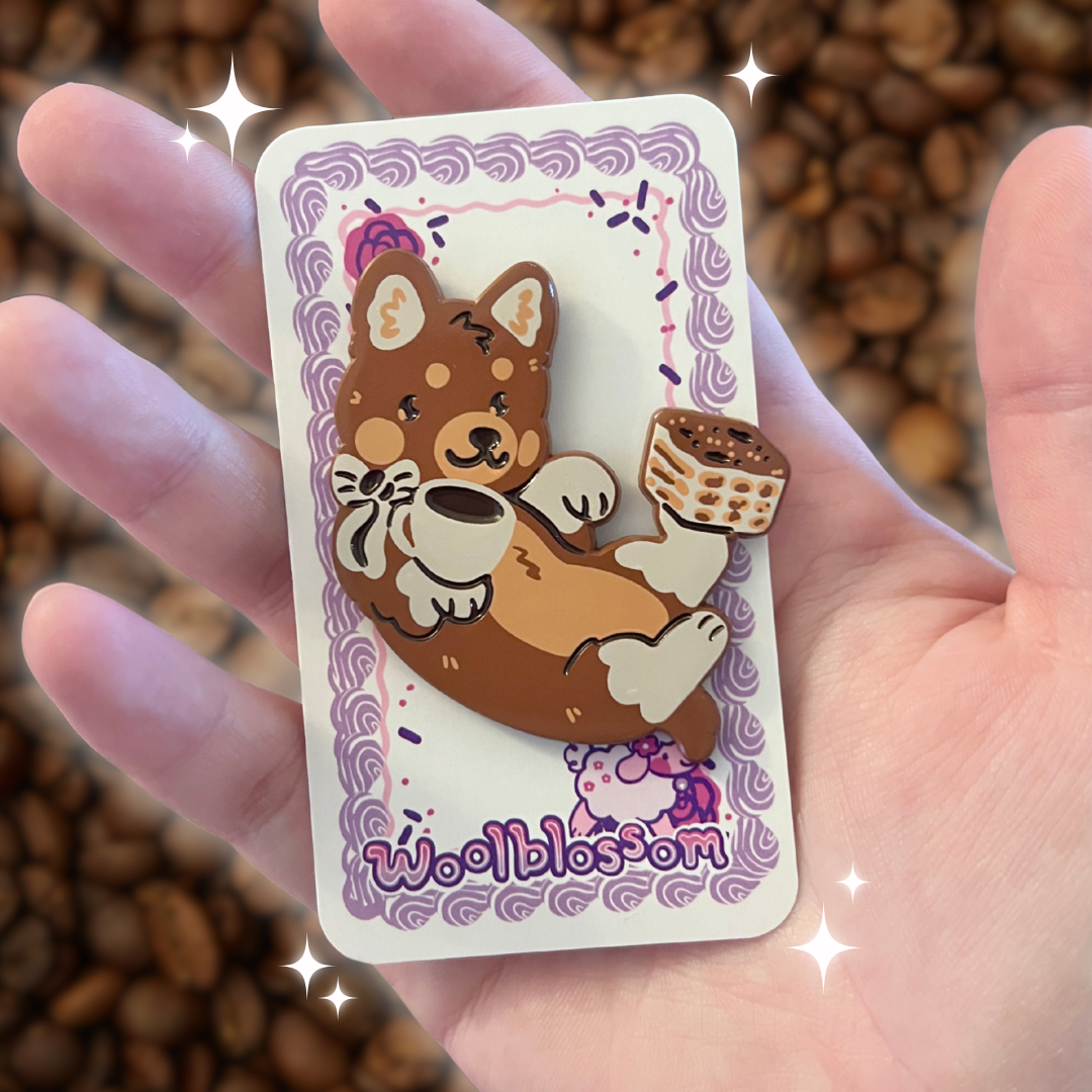 Coffee the Tiramisu Puppy ~ Soft Enamel Pin