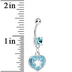 Aqua Gem Superstar Heart Dangle Belly Ring