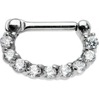 14G 1/4 Surgical Steel Clear CZ Septum Clicker