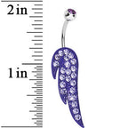 Purple Gem Glimmering Singular Angel Wing Belly Ring