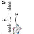 Multi Gem Glimmering Lotus Flower Belly Ring