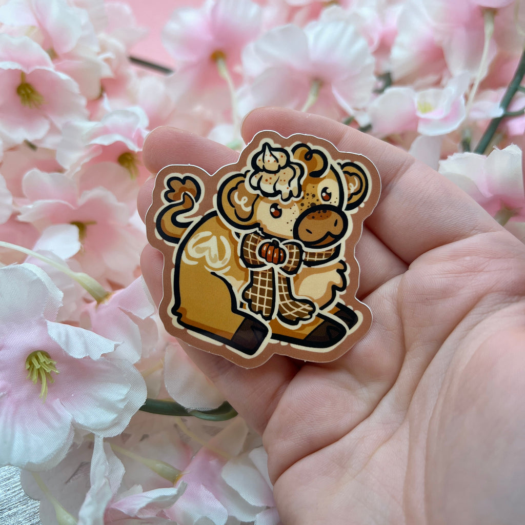 Pumpkin Spice Cow ~ Sticker