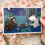 Raccoon Opossum Date Night ~ Print