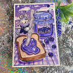Blueberry Meteor Shower Picnic Bunny ~ Shimmer Print