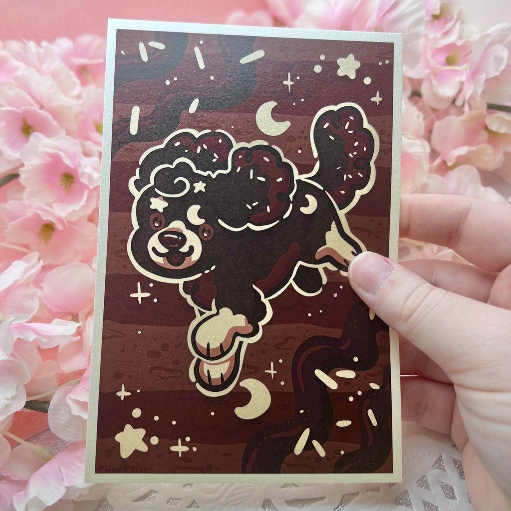 Midnight Cake Puppy ~ Cream Shimmer Print