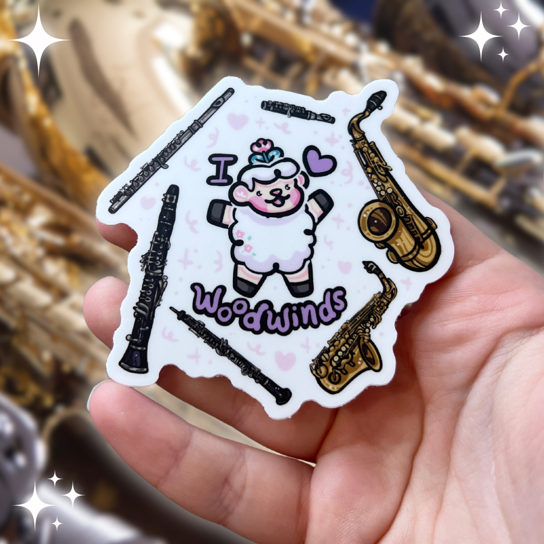"I Love Woodwinds!" Instruments Sprout ~ Sticker
