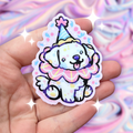 Cute Birthday Clown Puppy ~ Sticker