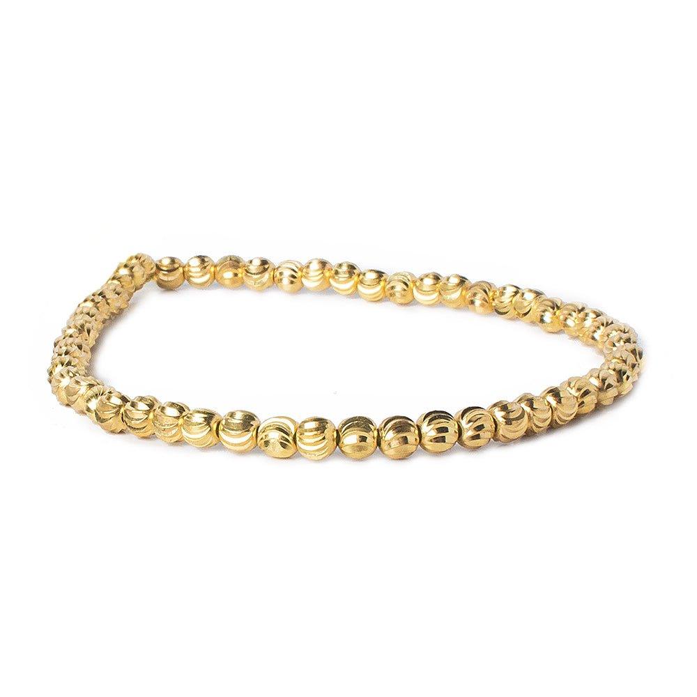4mm 22kt Gold Plated Brass Wavy Groove Rounds 8 inch 52 beads