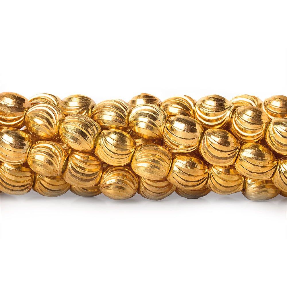 4mm 22kt Gold Plated Brass Wavy Groove Rounds 8 inch 52 beads