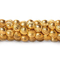 4mm 22kt Gold Plated Brass Wavy Groove Rounds 8 inch 52 beads