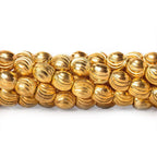 4mm 22kt Gold Plated Brass Wavy Groove Rounds 8 inch 52 beads