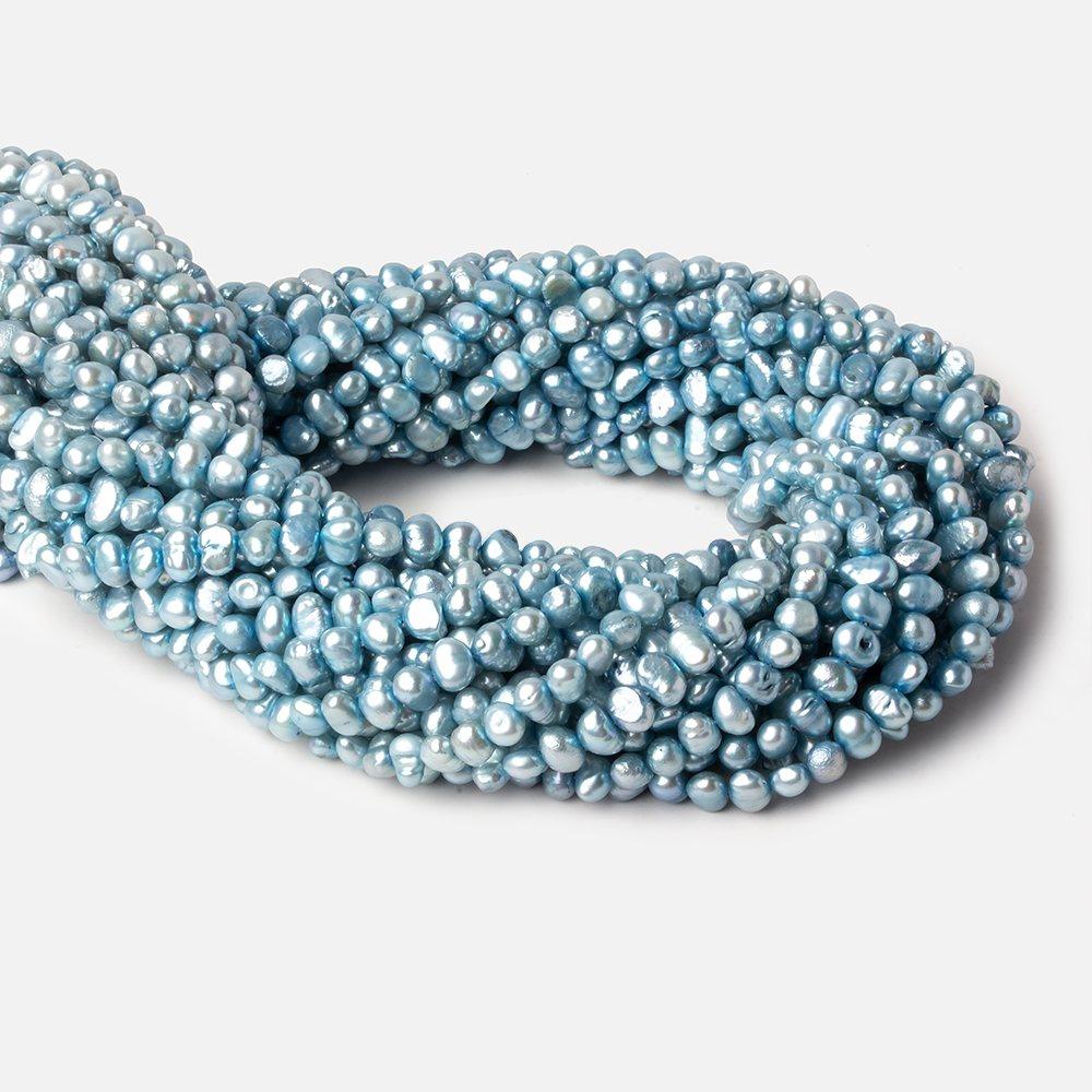4mm Blue Baroque Freshwater Pearl Beads, 14 inch