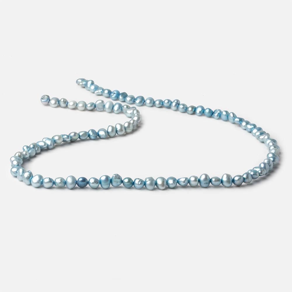 4mm Blue Baroque Freshwater Pearl Beads, 14 inch