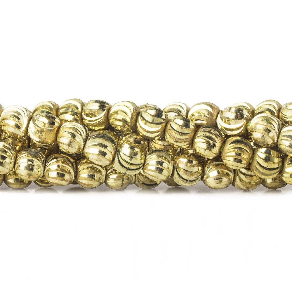 4mm Brass Fluted Round Beads 8 inch 55 beads
