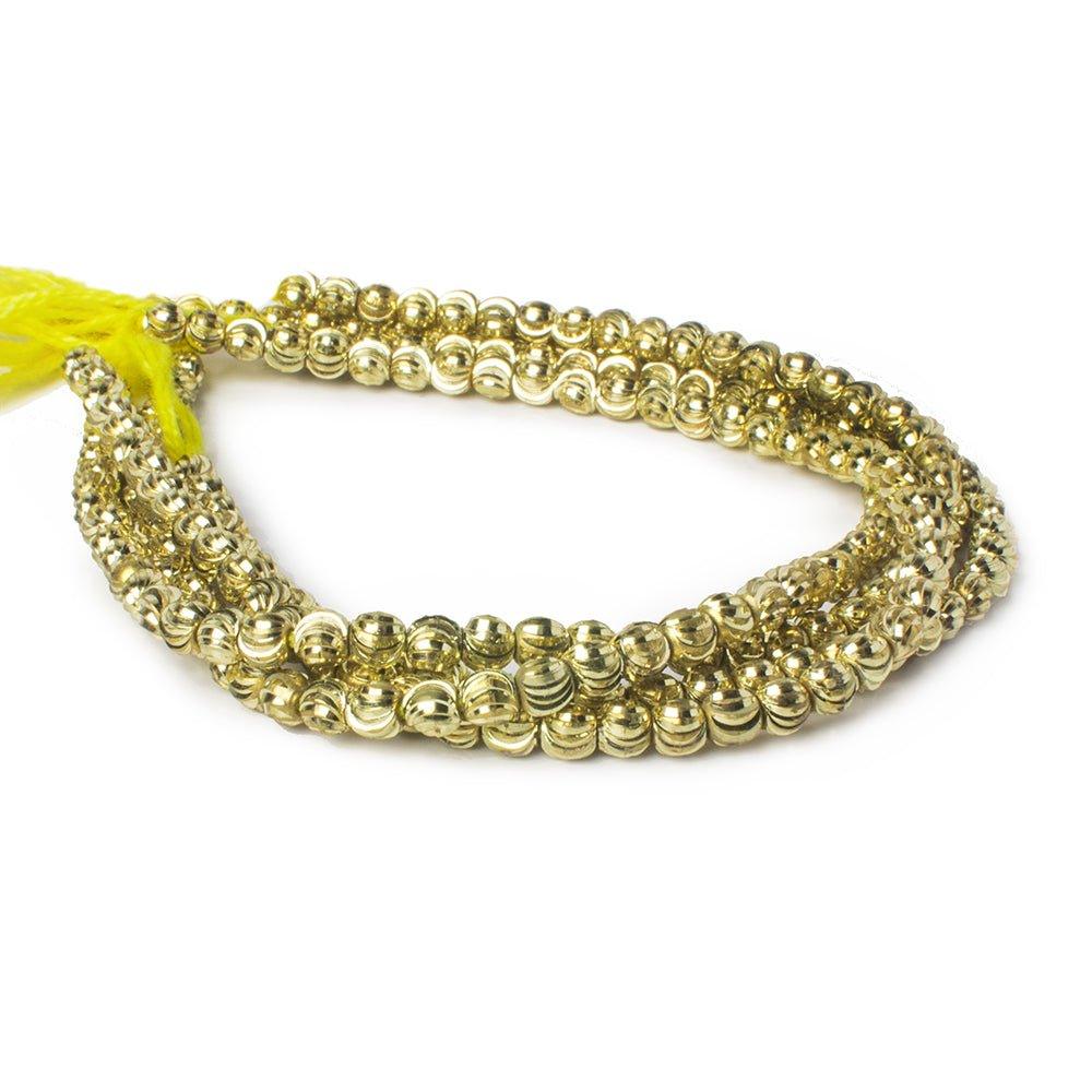 4mm Brass Fluted Round Beads 8 inch 55 beads