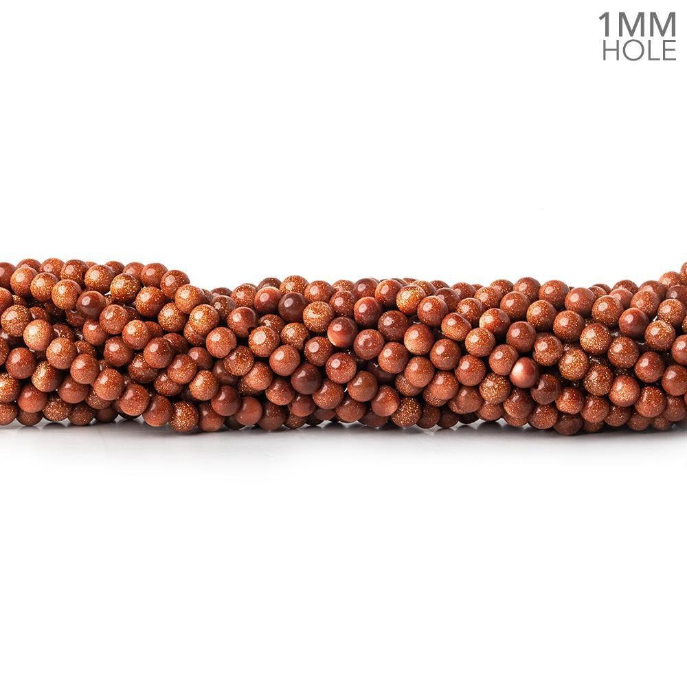4mm Goldstone Plain Rounds 14 inch 85 beads