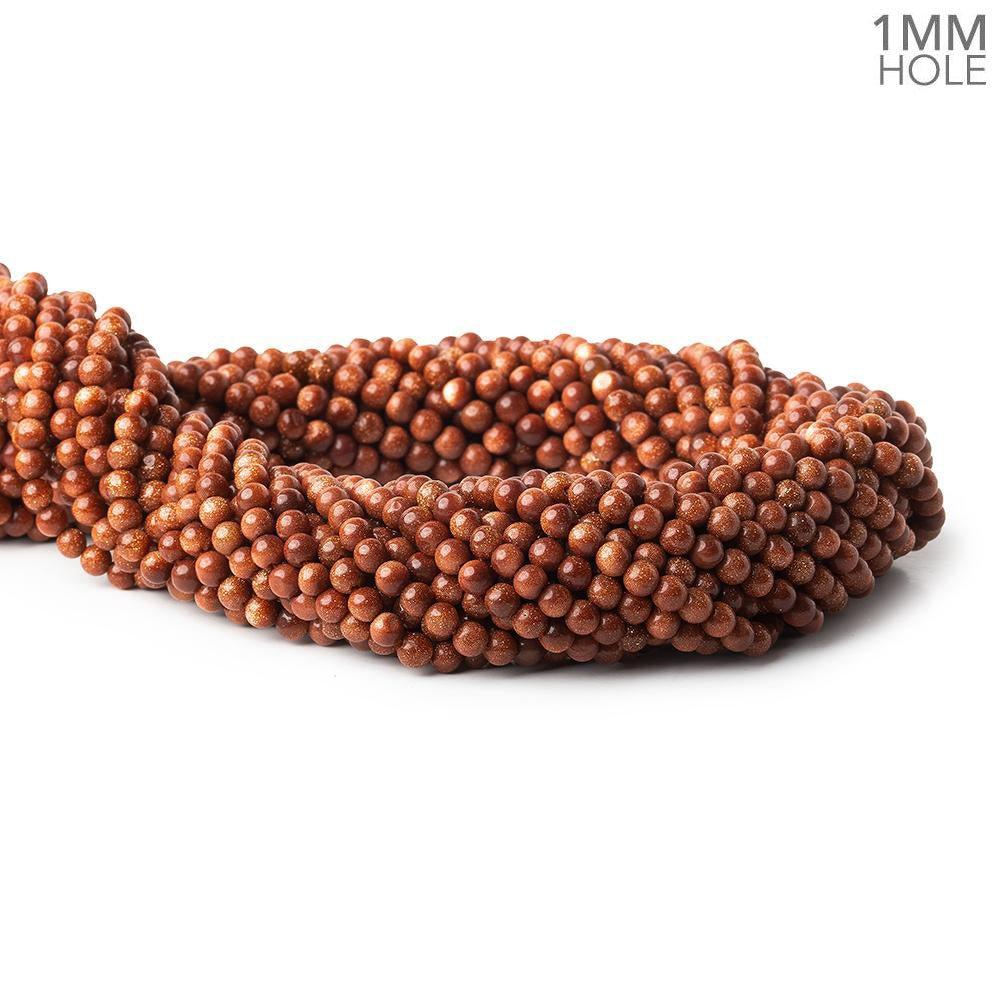 4mm Goldstone Plain Rounds 14 inch 85 beads