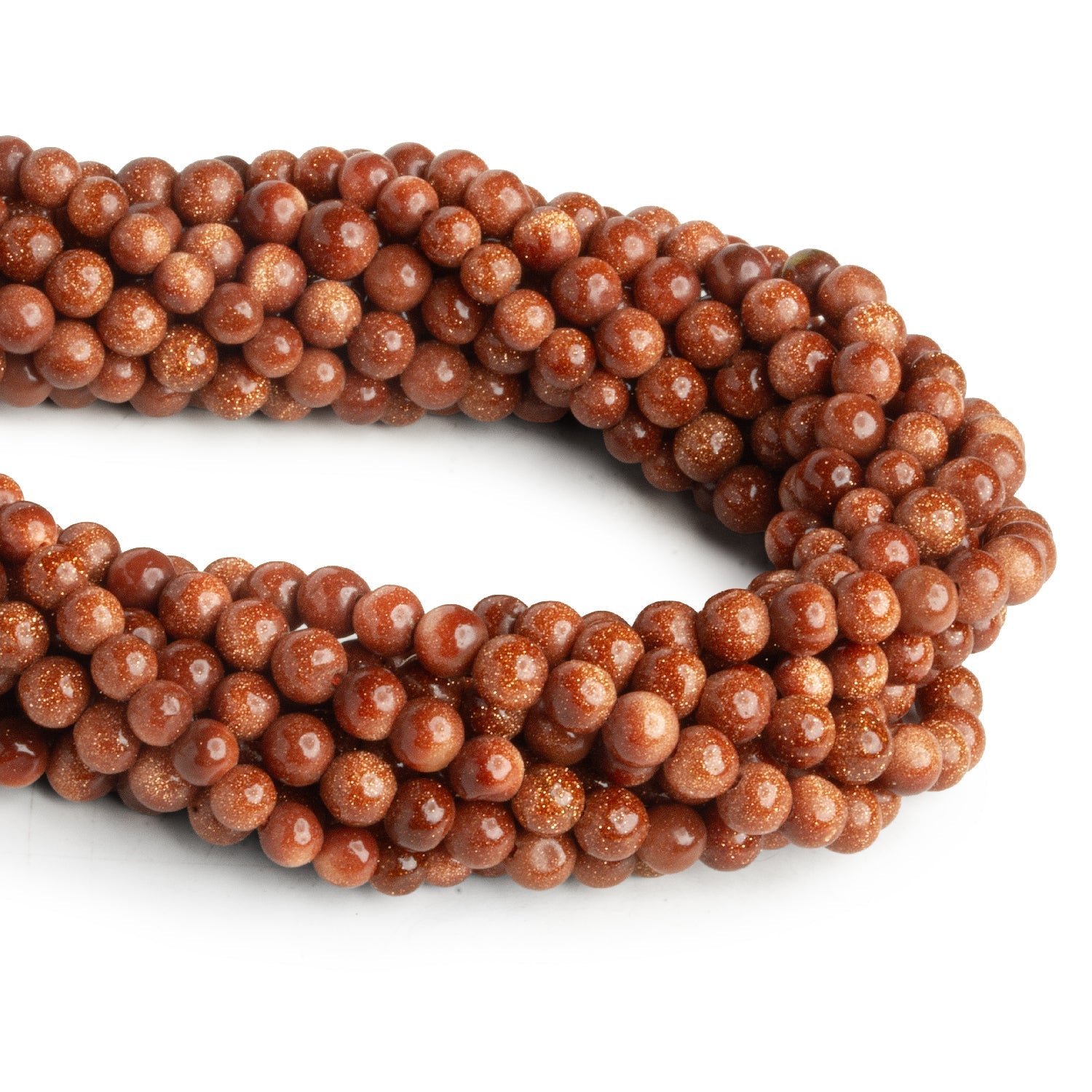 4mm Goldstone Plain Rounds 14 inch 85 beads