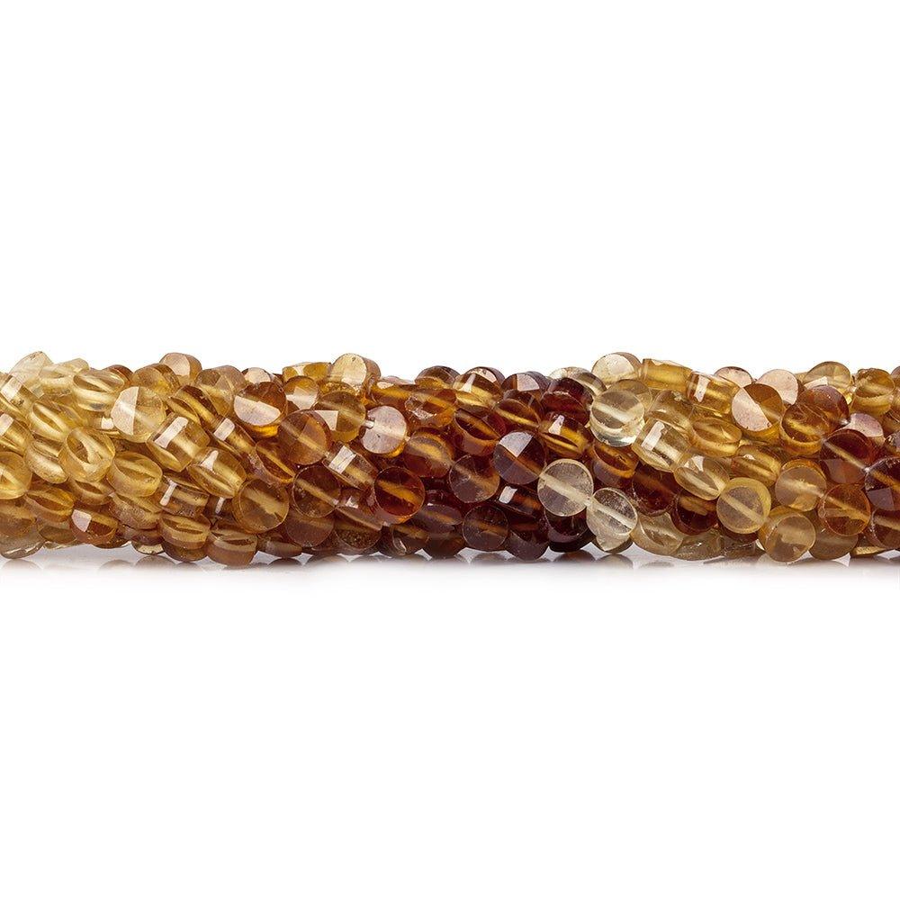 4mm Hessonite Garnet Faceted Coin Beads, 14 inch 90 beads