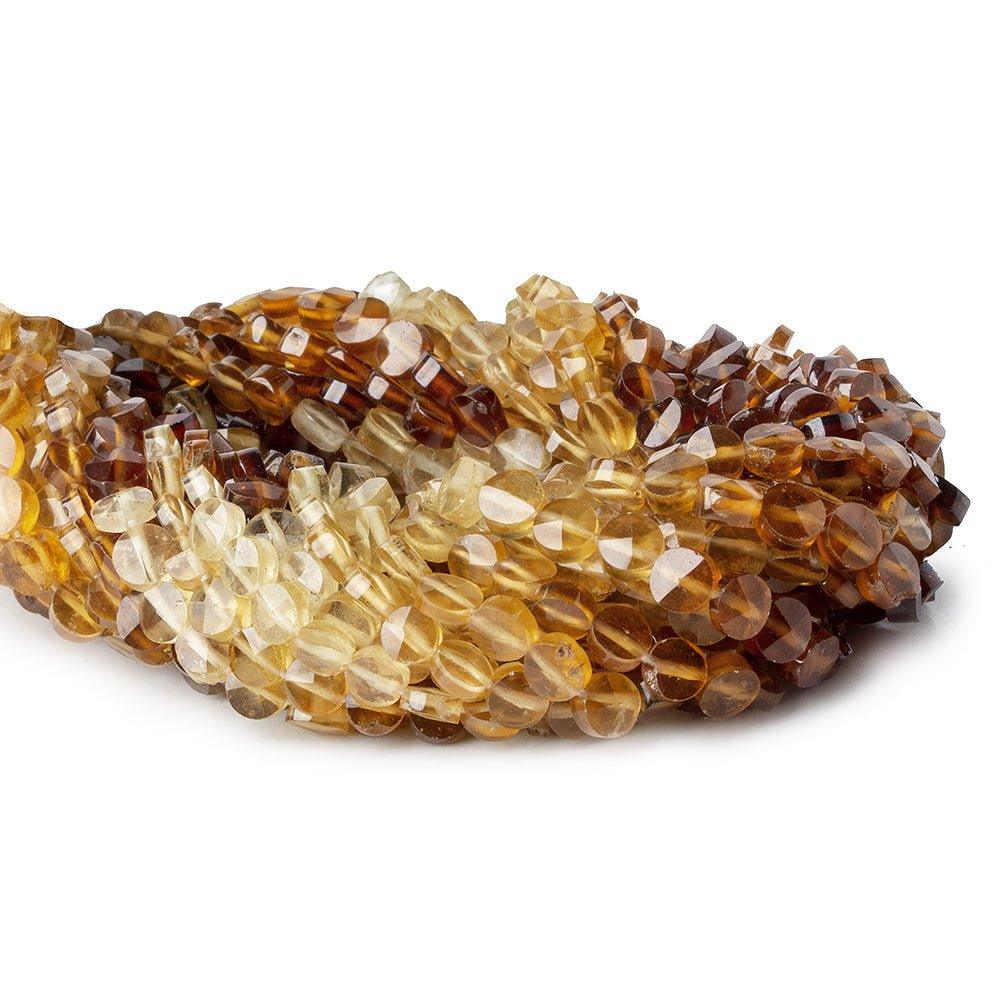 4mm Hessonite Garnet Faceted Coin Beads, 14 inch 90 beads
