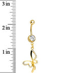 Clear Gem Gold Plated Breathtaking Butterfly Dangle Belly Ring