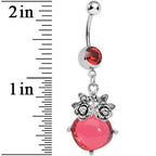 Red Gem Luminous Orb Victorian Roses Dangle Belly Ring
