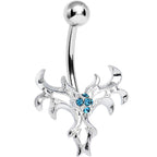 Aqua Gem Exotic Leaves Belly Ring