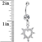 Crystalline Gem Bursting in Love Paved Heart Dangle Belly Ring