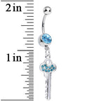 Aqua Gem Jazzy Glam Key Dangle Belly Ring