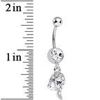Clear Gem Half Heart Dangle Belly Ring