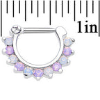 14G 5/16 Alluring Faux Opal Sparkling Gem Septum Clicker