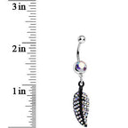 Aurora Gem Glimmering Black Forest Leaf Dangle Belly Ring
