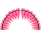 00G to 1 inch 18 Piece Bright Pink Acrylic Ear Stretching Taper Kit Set