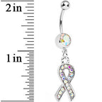 Aurora Gem Fashionable Awareness Ribbon Dangle Belly Ring