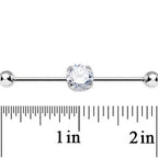 14G Clear CZ Shimmering Circle Industrial Barbell 38mm