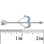 14G Blue Gem Dazzling Bow and Arrow Industrial Barbell 38mm