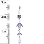 Purple Clear Crystal Teardrops in the Rain Dangle Belly Ring