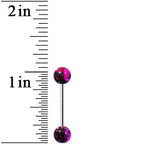 316L Steel Pink Black Enamel Metallic Splash Barbell Tongue Ring