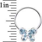 16G 7/16 Aqua Gem Soaring Butterfly BCR Captive Ring