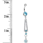 Aqua Gem Cosmopolitan Art Deco Triangle Dangle Belly Ring