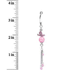 Pink Gem Flying Dove of Life and Stars Dangle Belly Ring