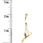Gold Plated Optical Illusion Scissor Dangle Belly Ring