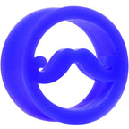 25mm Blue Silicone Dapper Mustache Tunnel Plug