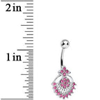 Pink Crystal Sparkling Victoriana Opera Fan Belly Ring