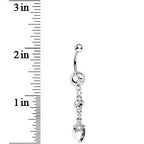 Clear Crystal Almond Frame Star of Love Dangle Belly Ring