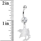 Clear Gem Family of Dolphins Dangle Belly Ring