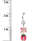 Clear Gem Gift of a Pink Ladybug Dangle Belly Ring