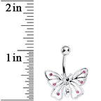 Pink Gem Summer Solstice Hollow Wing Butterfly Belly Ring