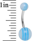 Acrylic Summertime Sky Blue Striped Belly Ring